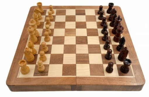 Jeu d'Échecs de voyage magnétique - Échiquier en bois & Pièces d'échecs en bois