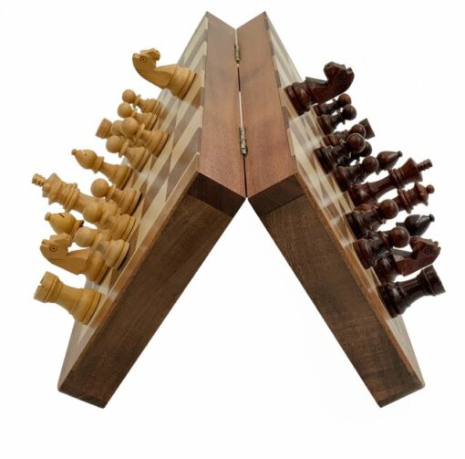 Jeu d'Échecs de voyage magnétique - Échiquier en bois & Pièces d'échecs en bois