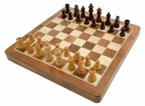 Jeu d'Échecs de voyage magnétique - Échiquier en bois & Pièces d'échecs en bois