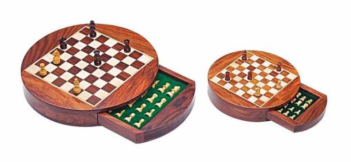 Ensemble Magnétique de Voyage Rond avec Tiroir de Rangement en Bois